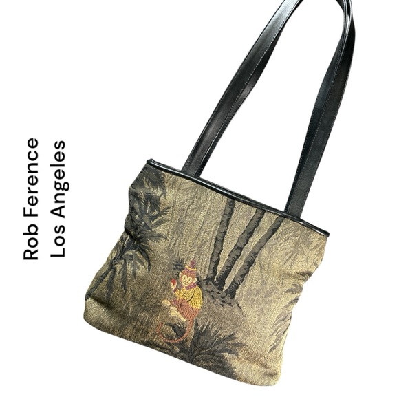 Rob Ference Los Angeles Handbags - RobFerence Los Angeles Monkey Tapestry Shoulder‎ Bag